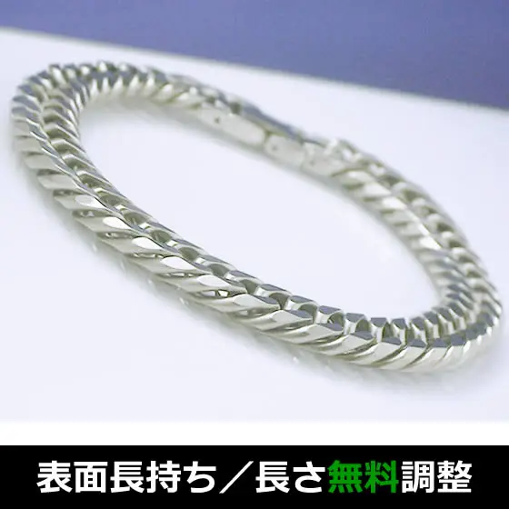 超極太 純チタン 喜平ブレスレット チェーン 12mm幅 6面ダブル メンズ 19cm