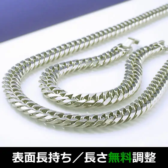 超極太 純チタン 喜平 ネックレス (70cm) &ブレスレット (19cm-24cm) 12mm幅 6面ダブル セット